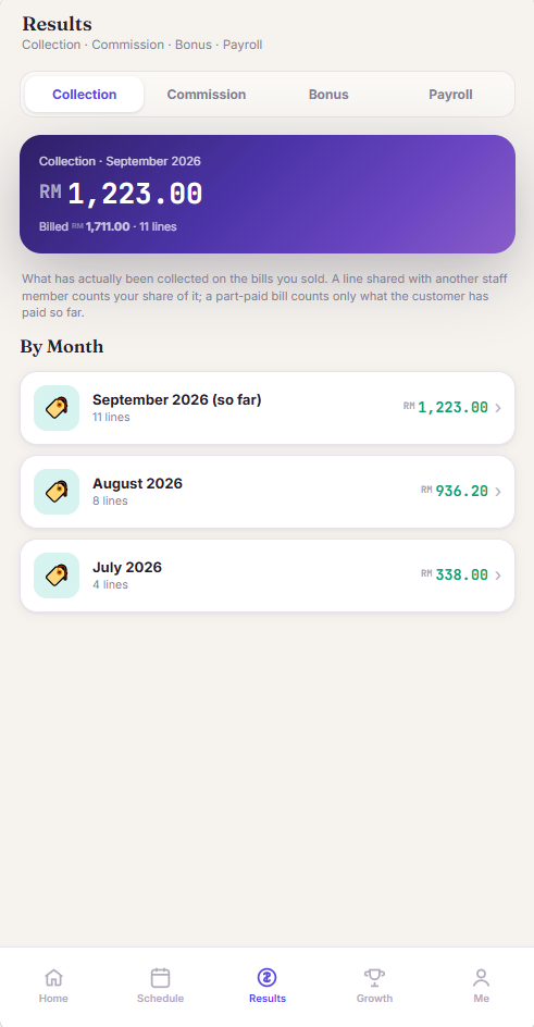 员工 App 业绩与佣金